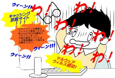 マルウェアウィルス感染とキャッシング詐欺サイトのダブルパンチに消耗！