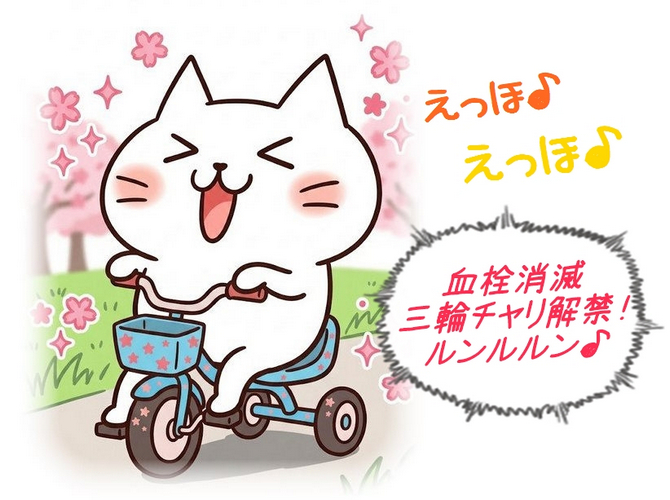 血栓消滅で三輪チャリ解禁だぁ♪エッホエッホ
